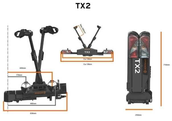Bagażnik Platforma rowerowa na hak SPINDER TX2 składana duży rozstaw