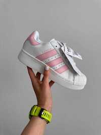 Кроссовки Adidas Superstar 2W White Pink Strips