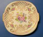 Prato de Bolo e Travessa em porcelana Limoges pintada à mão e assinada
