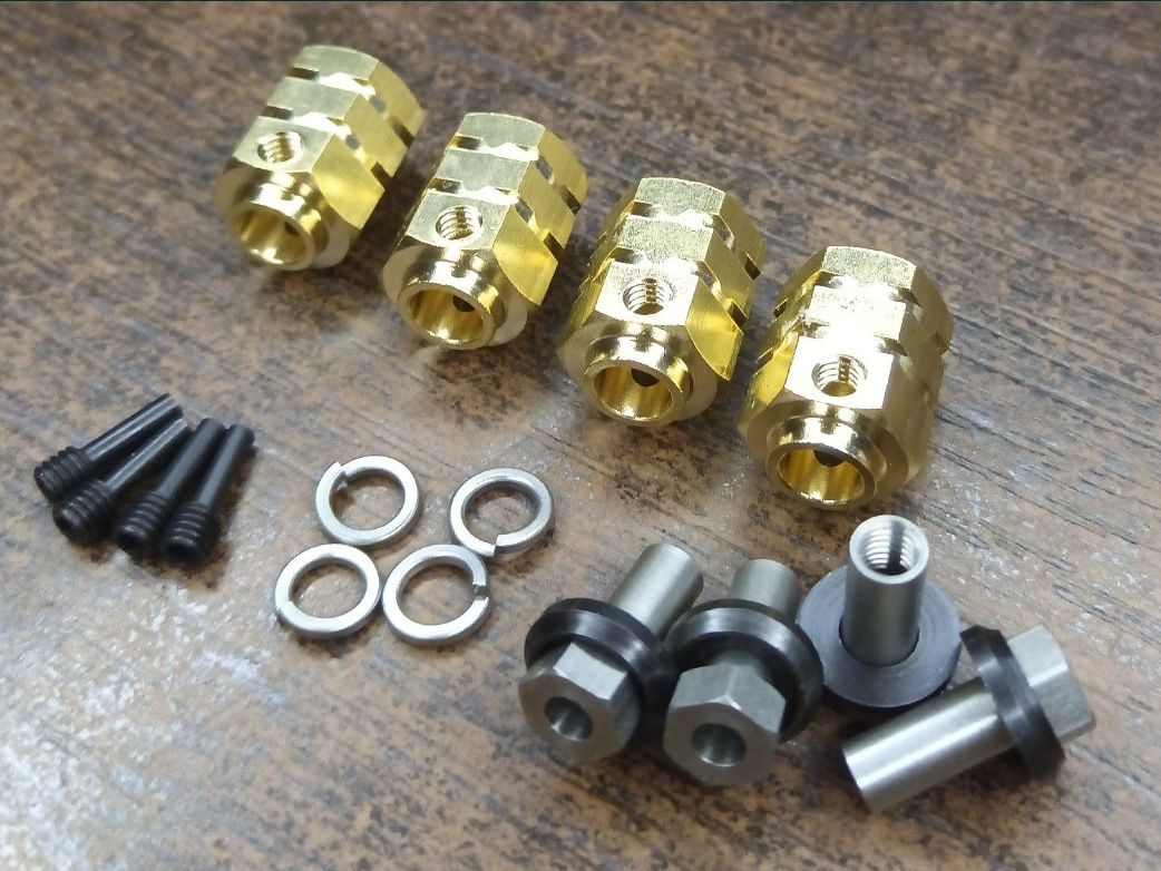 4 mosiężne hexy 12x15mm do modelu zdalnie sterowanego rc 61gram