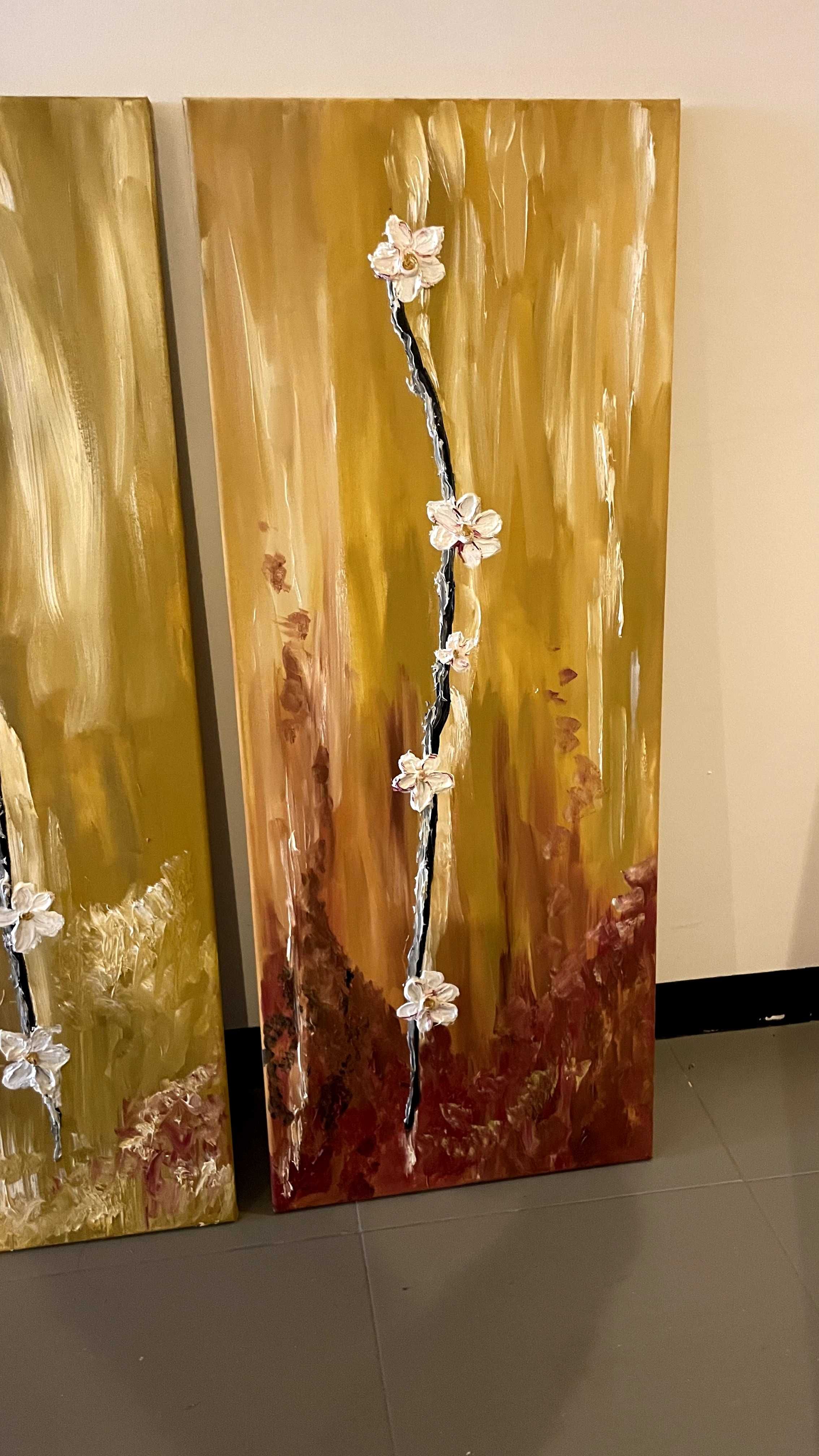 Conjunto de 5 Quadros de Flores em Várias Cores