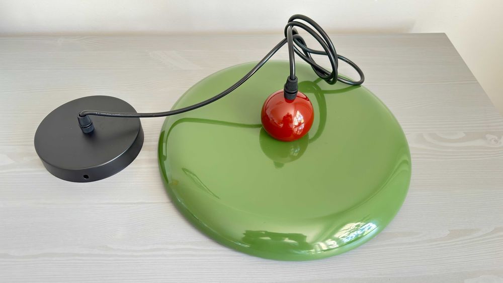 Lampa wisząca retro LED zielono-czerwona do salonu lub kuchni