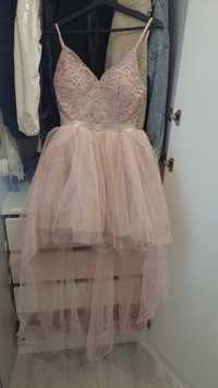 Vestido cerimonia tule rosa