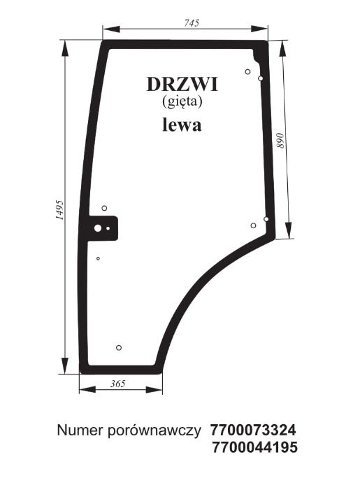 Szyba drzwi lewe Claas Ares RZ 620, 630, 640, 710, 720, 725, ACX087i