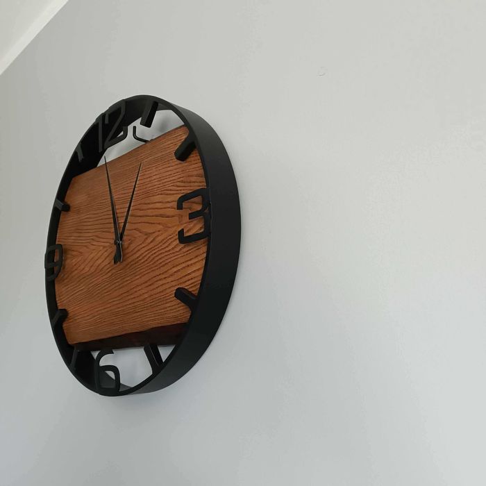 Zegar Ścienny drewniany Jesion 35 cm – stalowa obręcz, cichy mechanizm