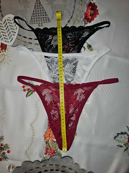 Majtki damskie stringi koronkowe L