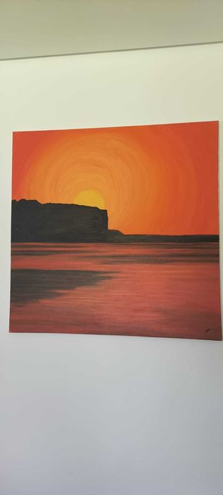 Tela de Pintura Artística Por do Sol