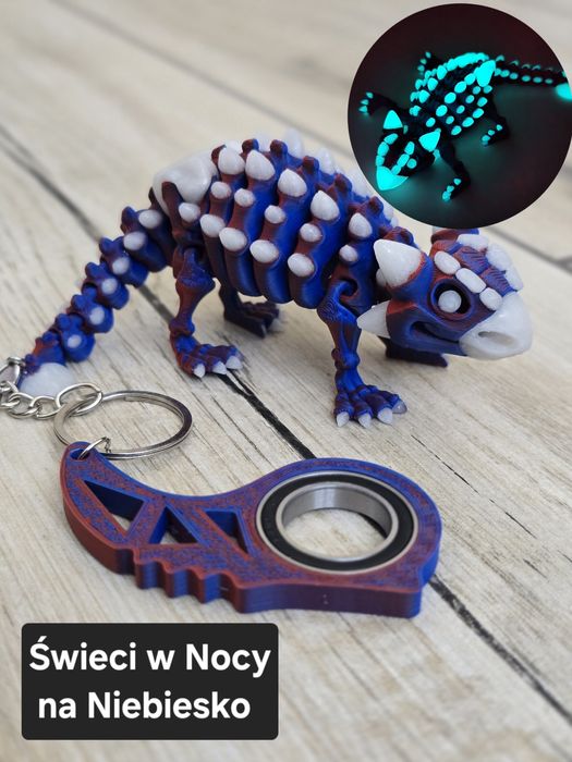 Keyspinner + Świecący Ankylozaur 2w1- KeyRambit KeyFlipper Druk3d