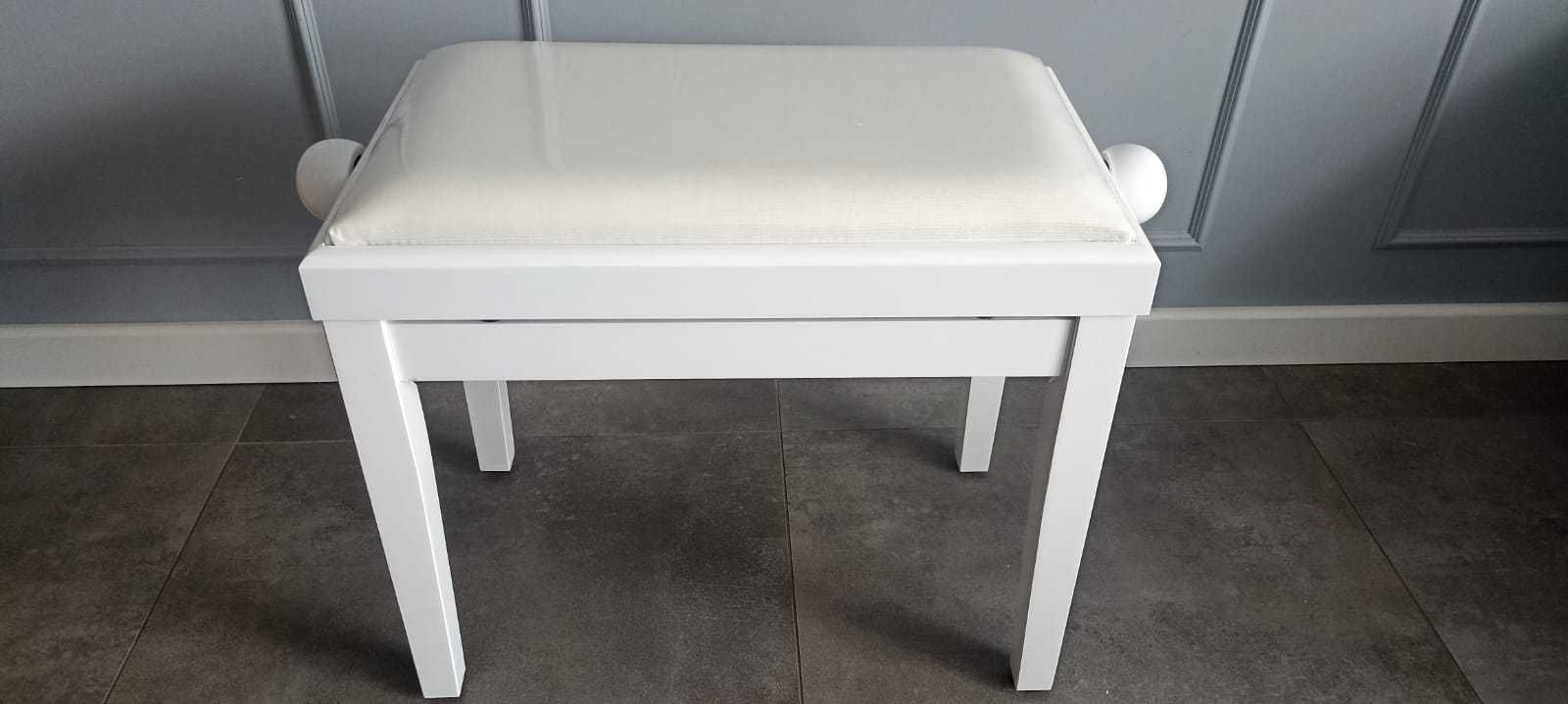 Ława stołek do pianina biały wysoki połysk siedzisko 55x32 cm OPIS