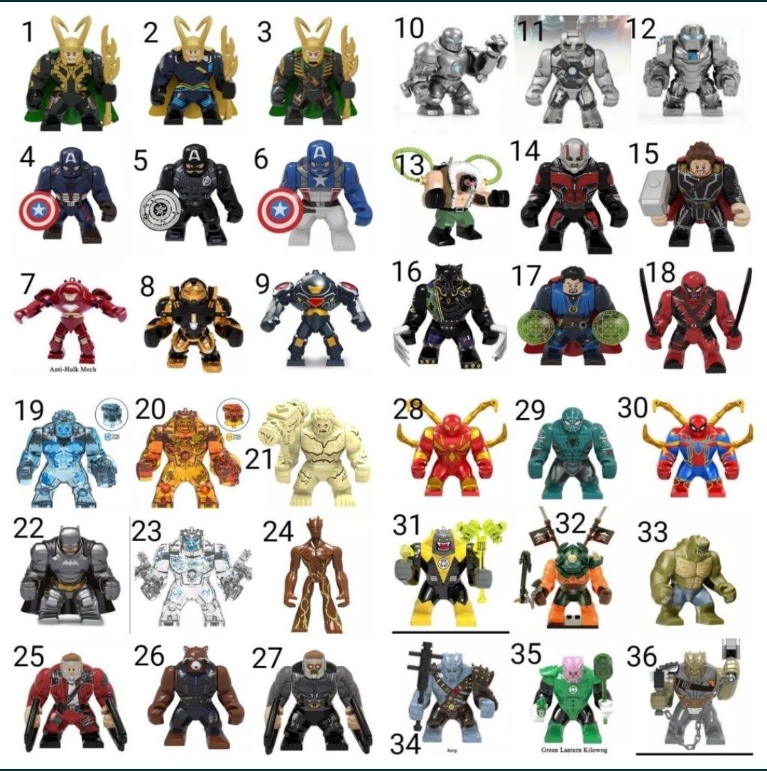 Nowe klocki figurka Avengers DC Marvel kompatybilne z Lego