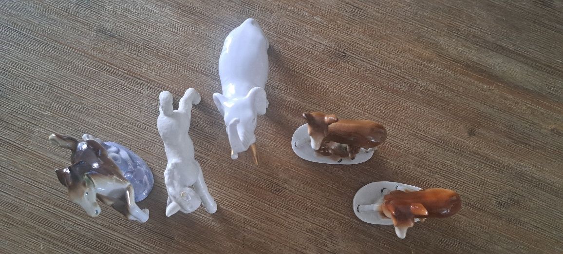 5 figurek zwierząt porcelanowych