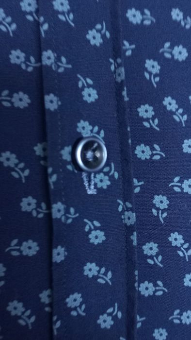 włoska granatowa wzorzysta męska koszula FB slim fit