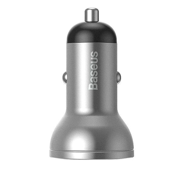 Baseus ładowarka samochodowa 2x Usb 4,8a 24w z Lcd srebrny (ccbx-0s)