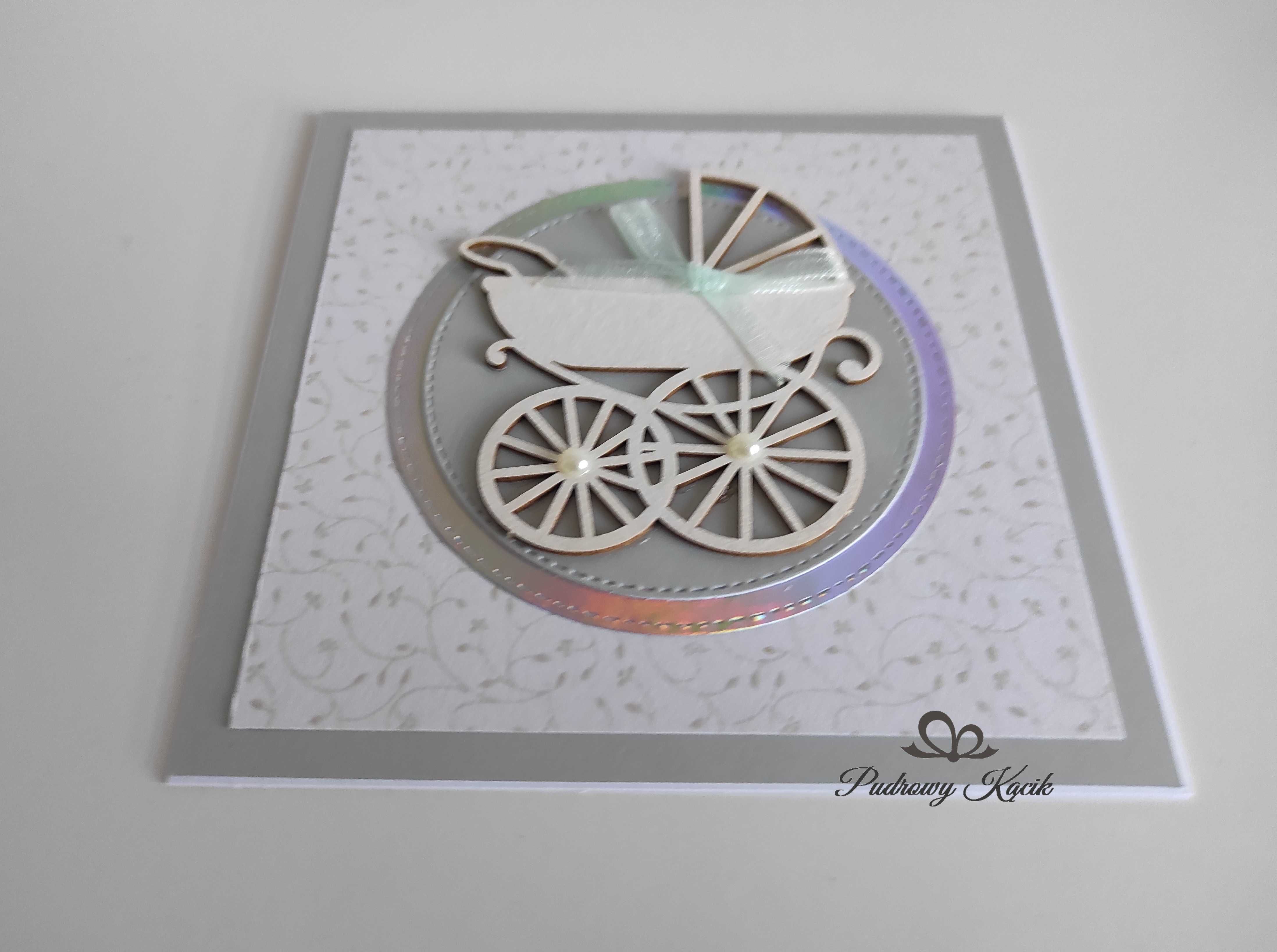 Kartka na Chrzest ręcznie robiona scrapbooking