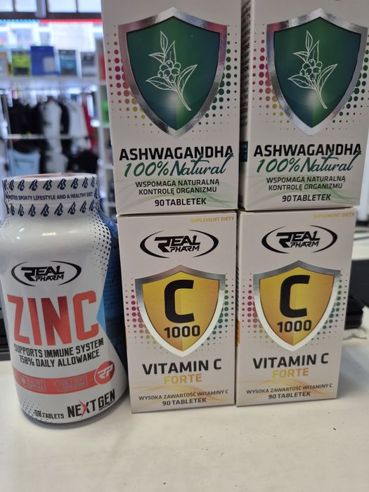 Wyprzedaż 5 szt. Real Pharm Ashwagandha, vitamin c, zinc