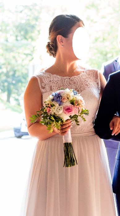 Suknia ślubna Mari Lill Dajana 38 40 boho koronka muślin ivory