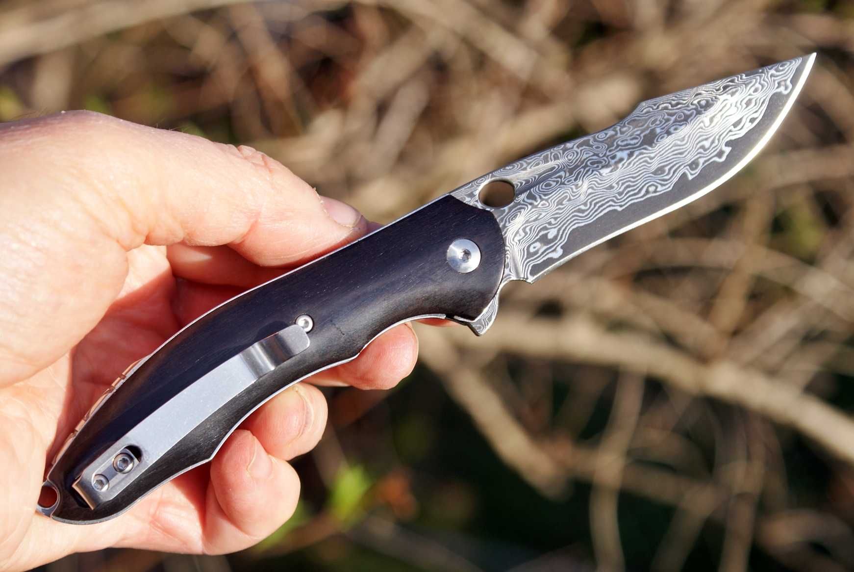 VG10 składany damasceński Heban nóż scyzoryk - 19 cm