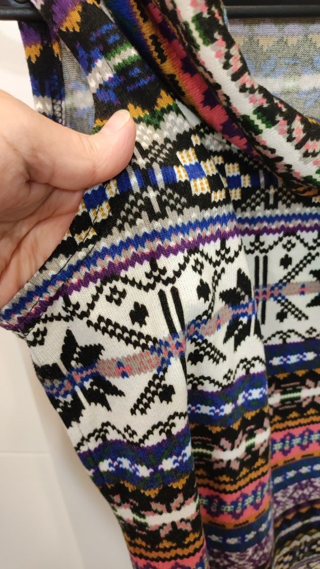 Sukienka Boho dzianina M 38 dekolt woda amerykański modna retro wiosna