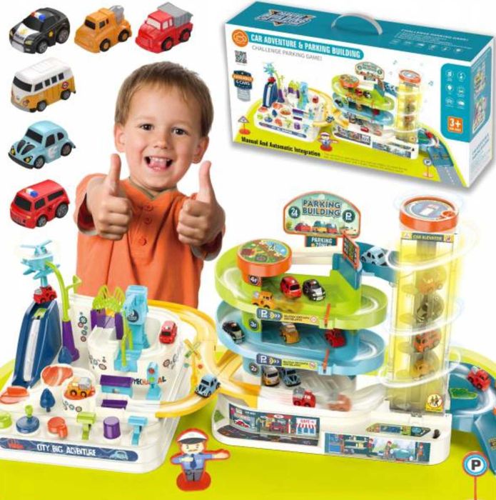 Трек парковка гараж для хлопчика з ліфтом та машинками великий набір