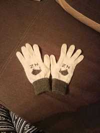 Wełniane rękawiczki kremowo-siwe