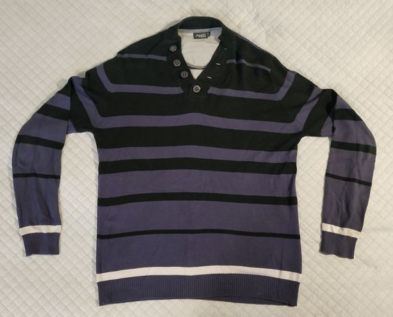 Sweter męski w paski fioletowo-czarne JustYuppi rozmiar XL