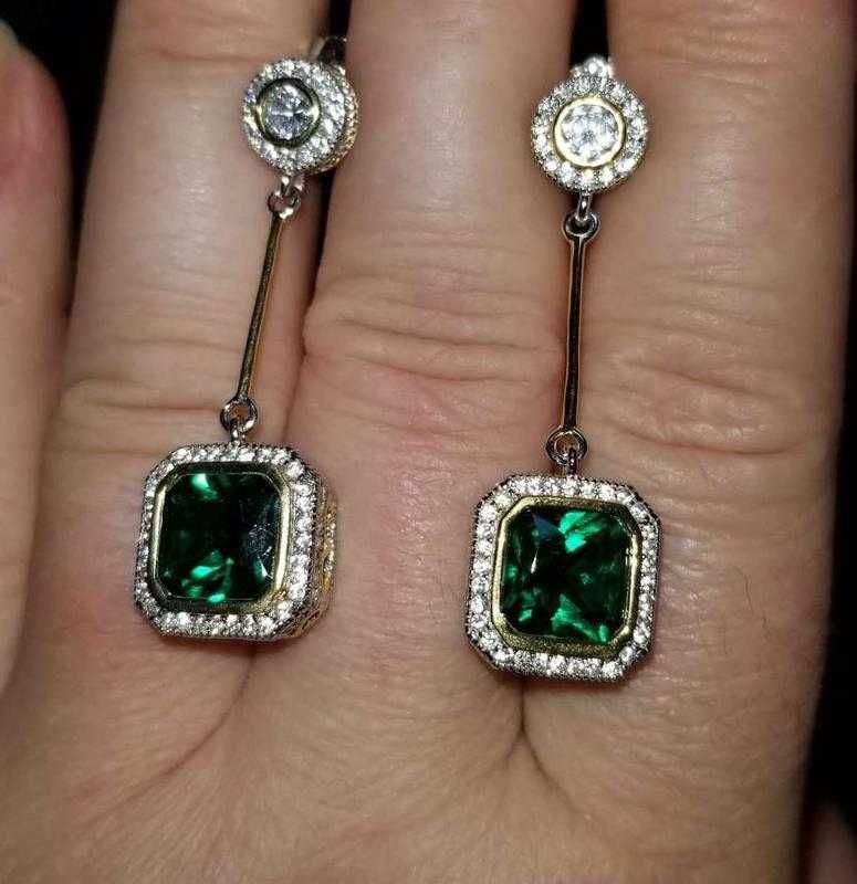 Серьги серебряные зеленые