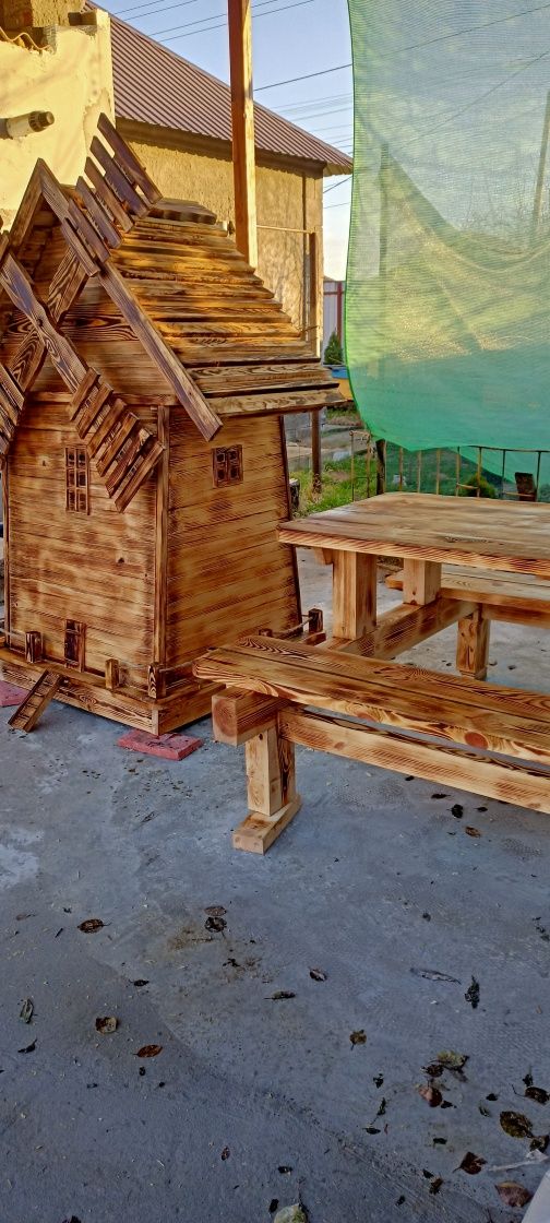 Стол лавочки садовый комплект качеля деревянная.