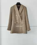 Marynarka Massimo dutti 34 XS beżowa brązowa lniana w paski