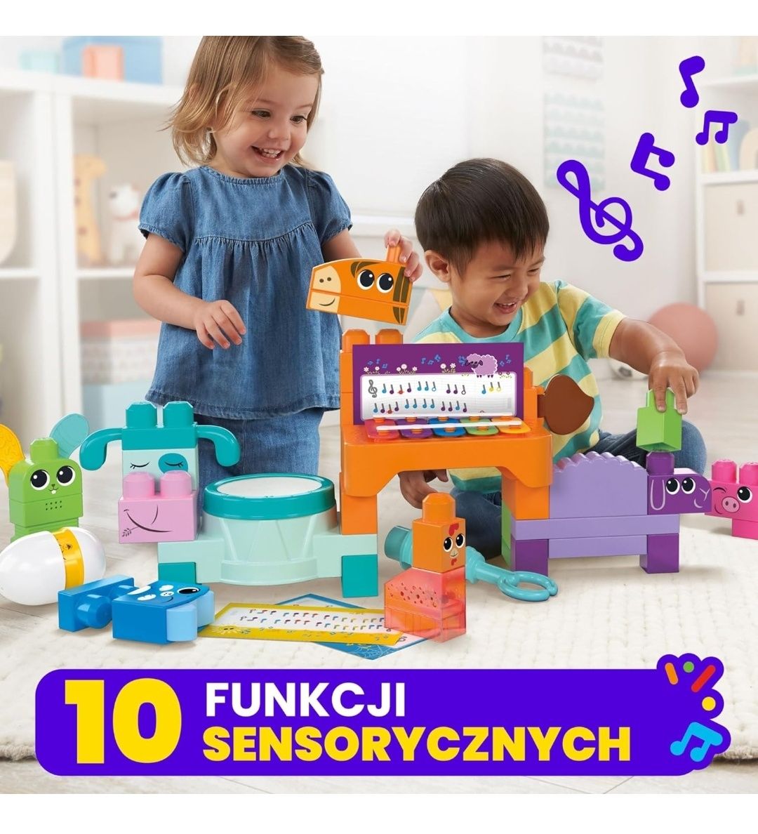 MEGA BLOKS Fisher-Price Muzykalne zwierzątka z farmy HPB46 okazja