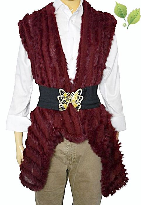 Piękna futrzana kamizelka z królika bezrękawnik M L 38 40