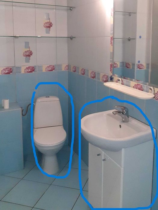 Umywalka, szafka, WC kompakt