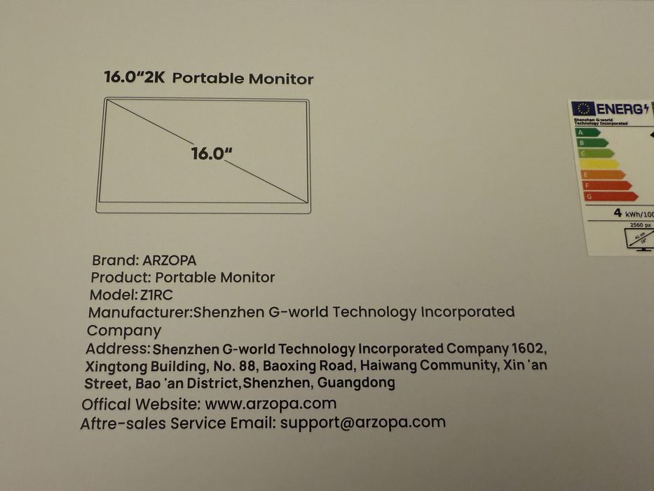 Monitor Portatil Arzopa [NOVO] Z1RC 16”