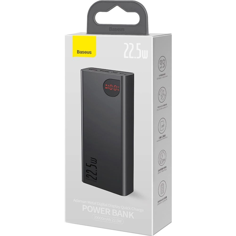 Павербанк Powerbank BASEUS Adaman Metal Overseas 22.5W 20000mAh Black