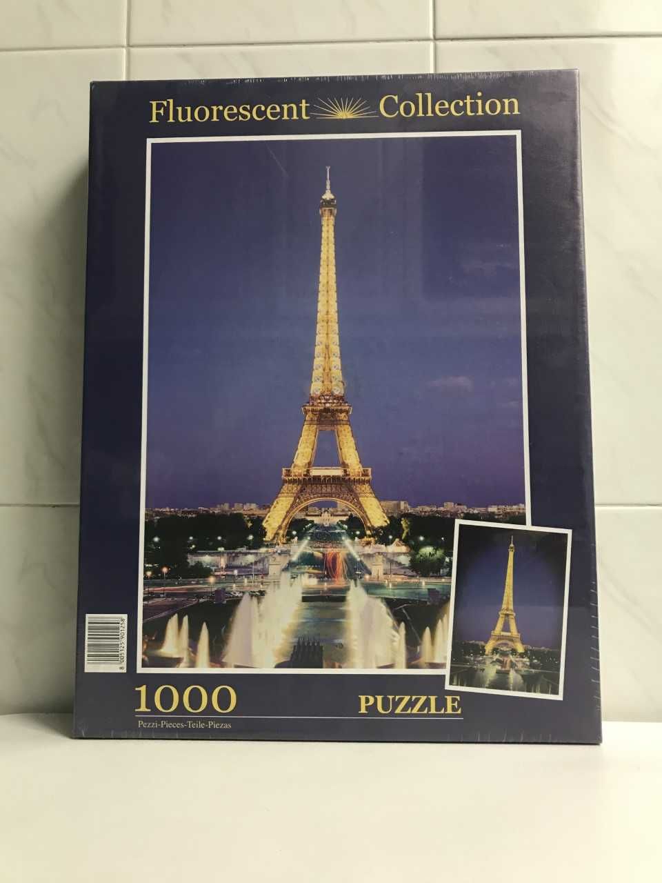 Conjunto 2 Puzzles Fluorescentes: Coliseu Roma + Torre Eiffel