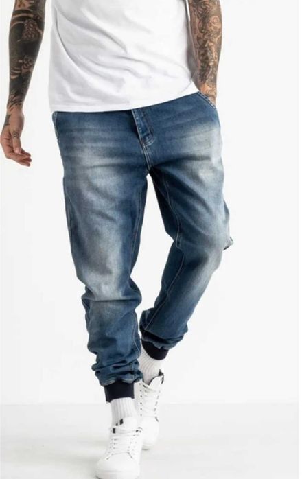 Джогери чоловічі джинсові сині, з манжетами 28 р