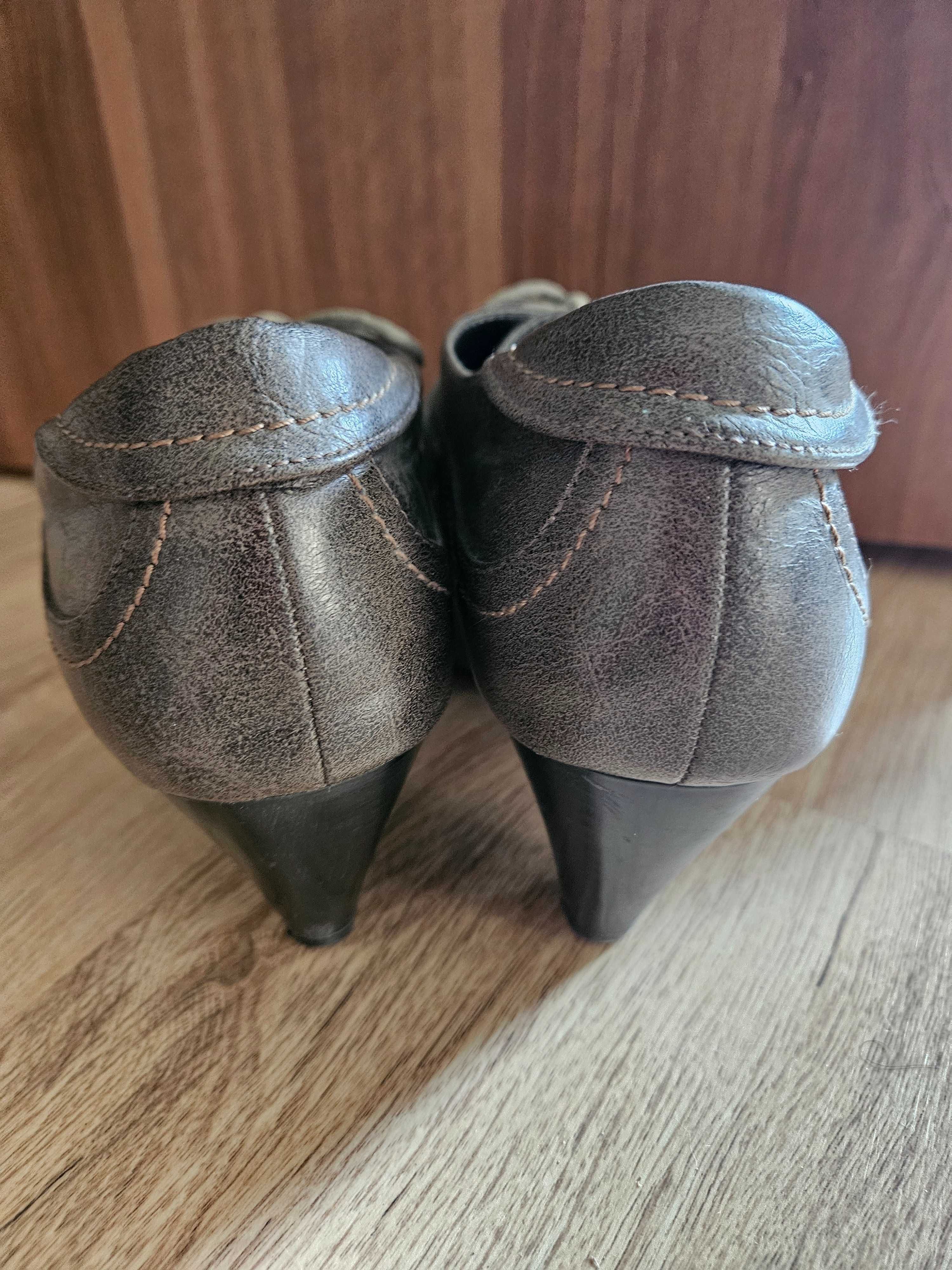 K&m Fasion buty botki na obcasie półbuty rozmiar 40 skóra