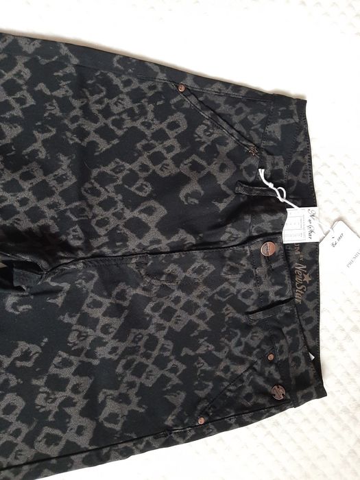 Штани, брюки, стрейч, жіночі, нові, з мерехтливим принтом, р. 36(S)