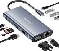 HUB USB C 11 em 1 - Adaptador Multifuncional com HDMI 4K, VGA, USB 3.0