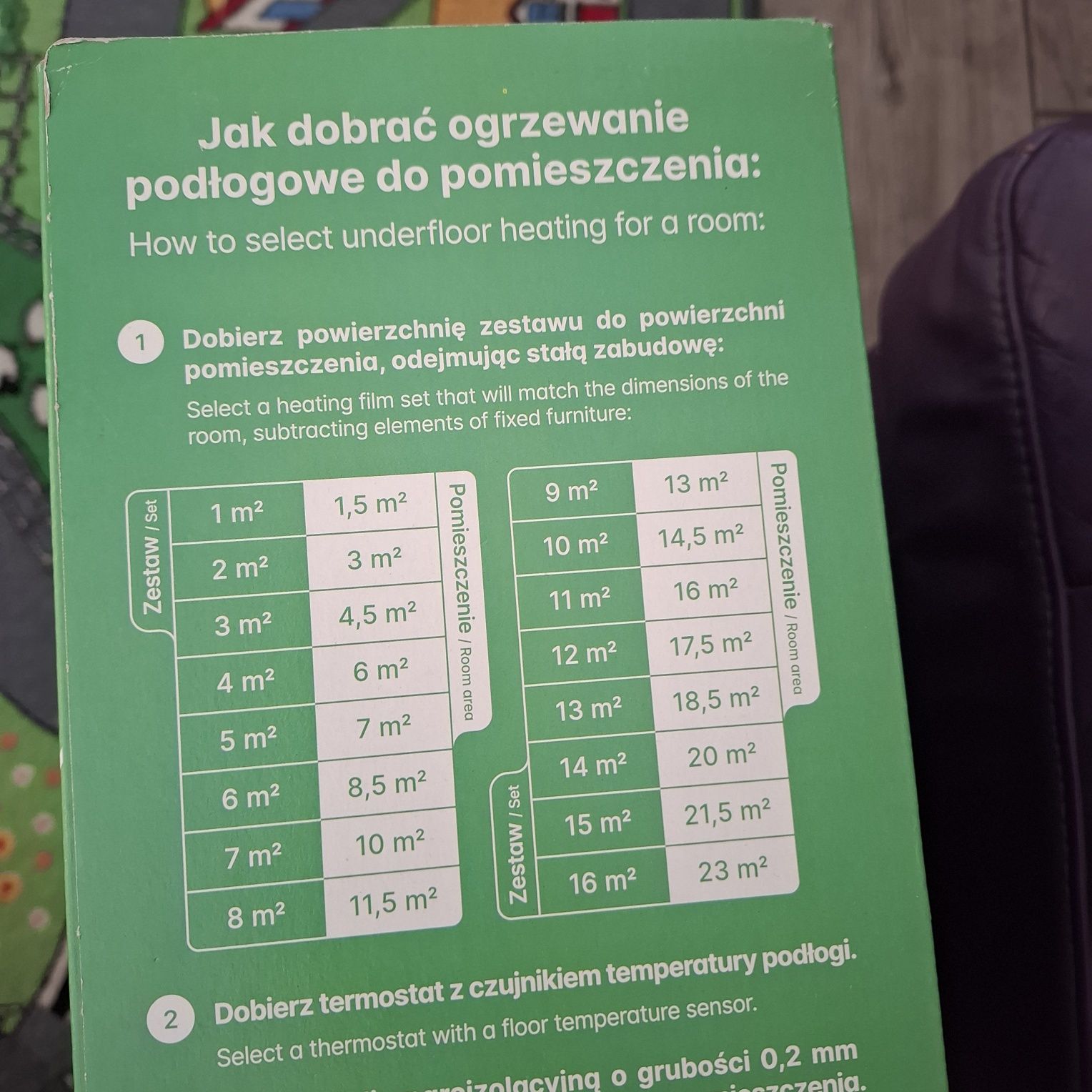 Zestaw foli grzewczych ogrzewania podłogowe pod panele 8m2