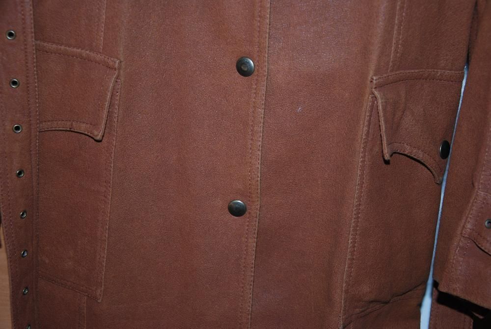 Modny płaszcz skórzany zamszowy damski rozmiar 38, jak nowy