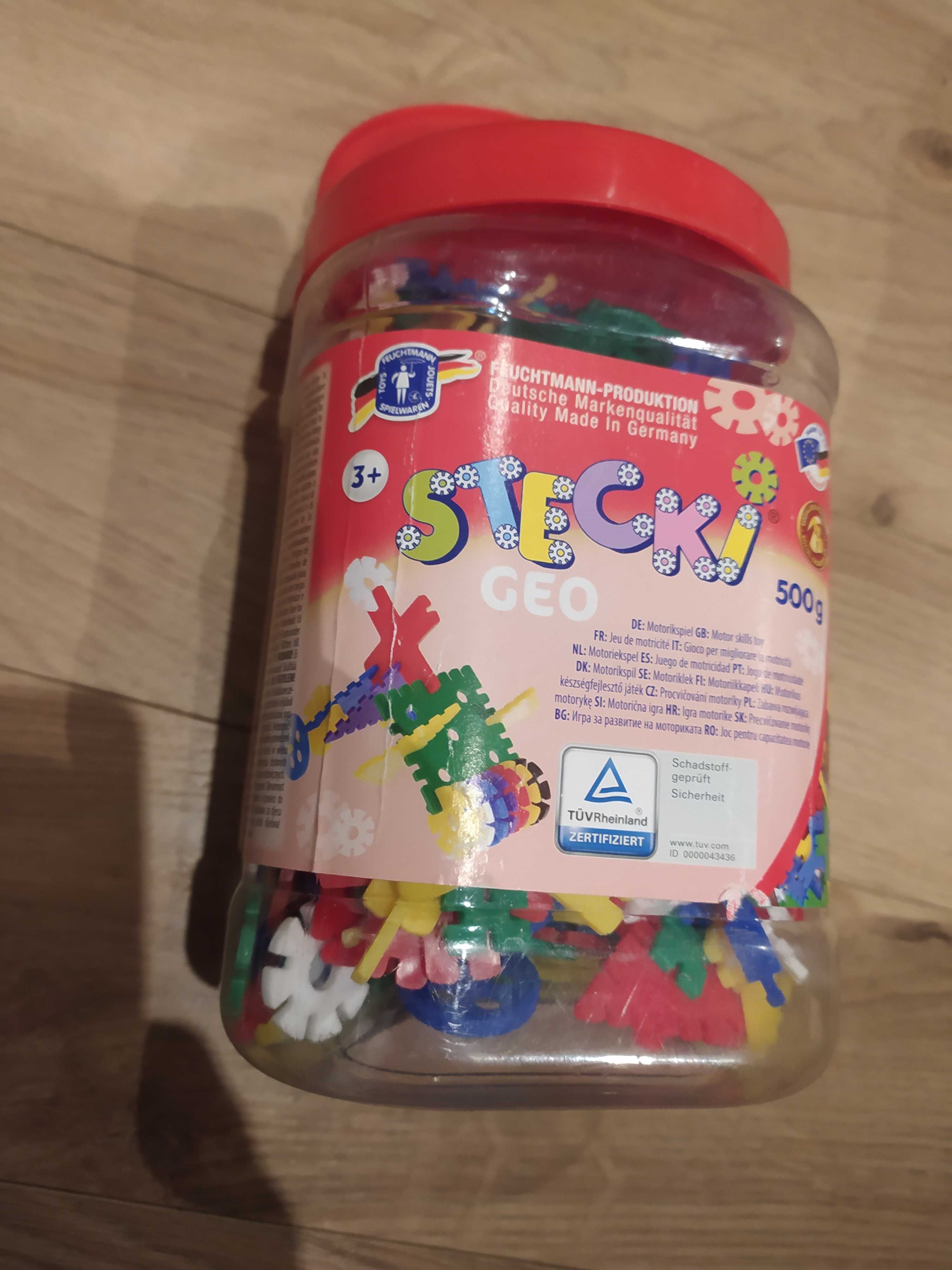 Klocki, GEO, 500g, rozwijają motorykę, DUŻO, w pojemniku