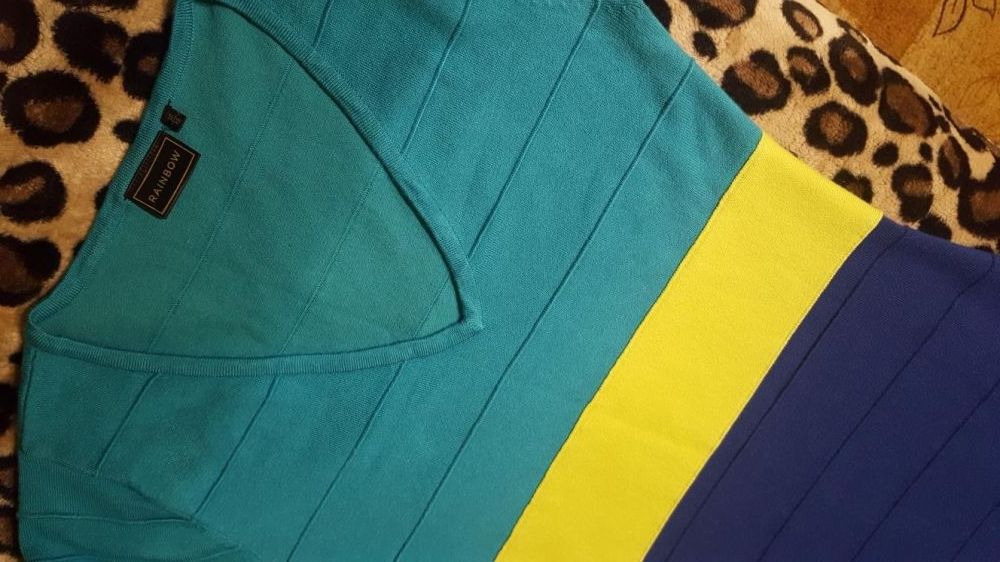 NOWA sukienka Rainbow Bon Prix turkus limonka chaber, rozmiar M / L