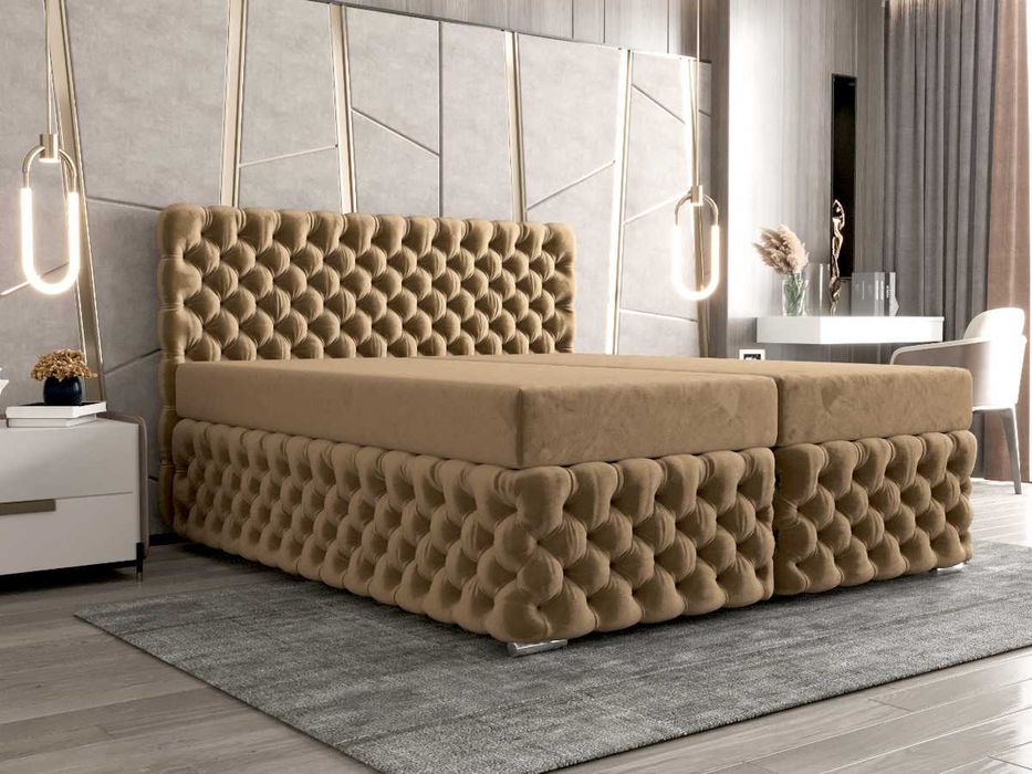 Łóżko Pikowane Kontynentalne  + Materac Wybór Rozmiarów Kolory FIGO 2