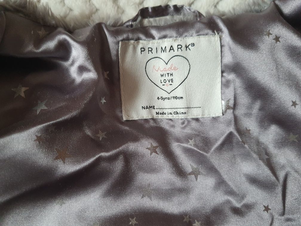 Szary bezrękawnik, futerko dziewczęce Primark Rozmiar 110, 4-5 lat