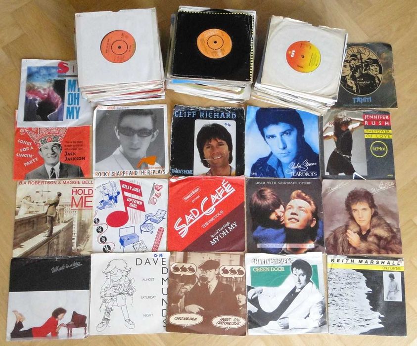 Zestaw płyt winylowych 7" (małe single) ROCK ponad 156 szt wydania UK