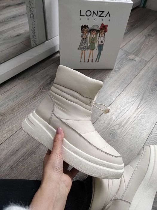 Дутіки-угги, на натуральній вовні зі шкіряними вставками, 36 р.