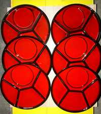 Тарелки красные кабаретницы керамические немецкие ручная работа