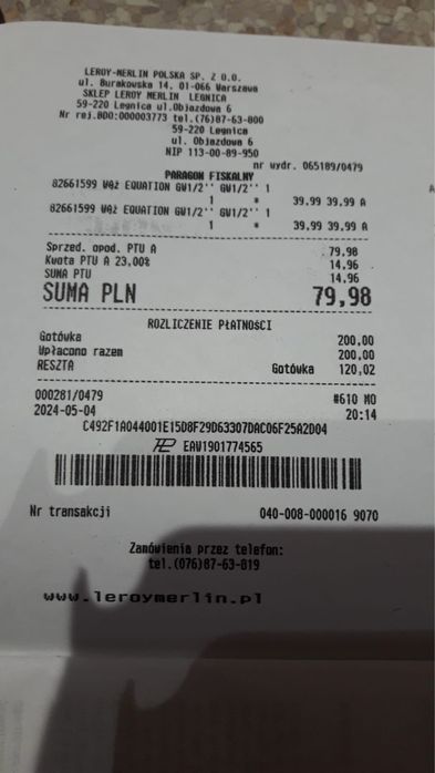 Waż elastyczny do wody 1m 1/2cala