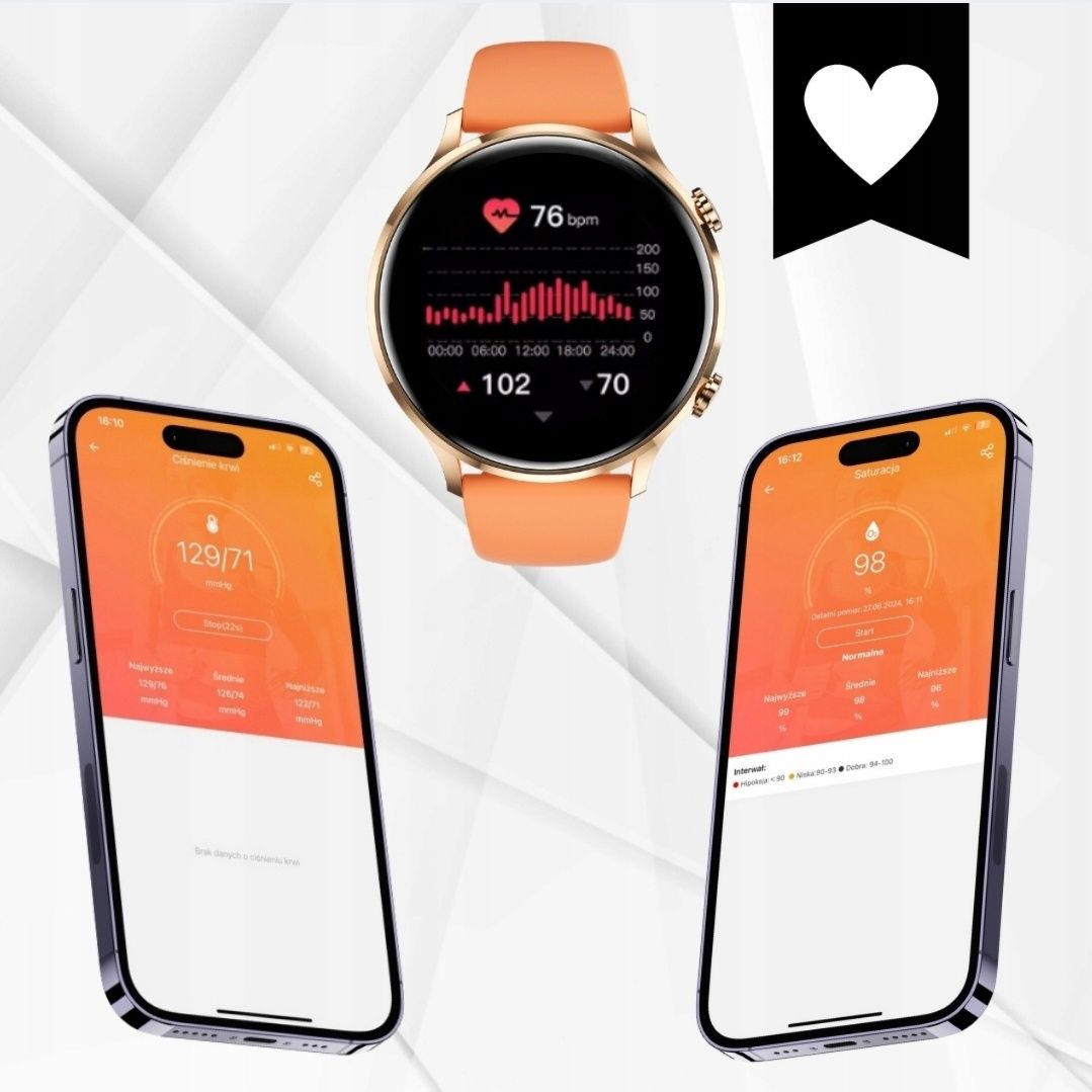 SMARTWATCH damski ZEGAREK wodoodporny PL MENU rozmowy SMART WATCH + 4