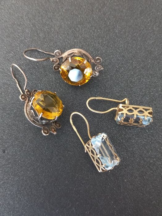 Серьги серебро 875проба звезда